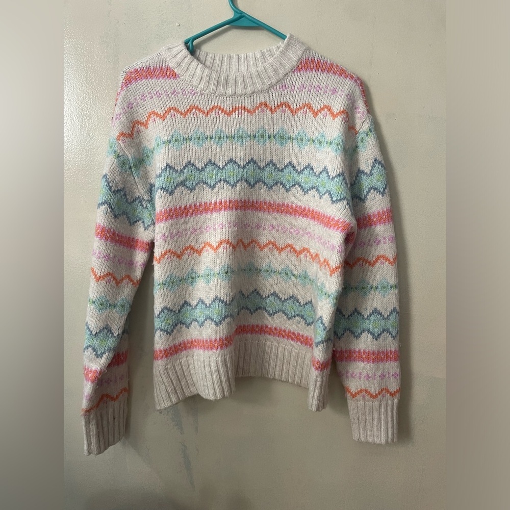 American Eagle thick faire isle sweater size CS colorful artsy